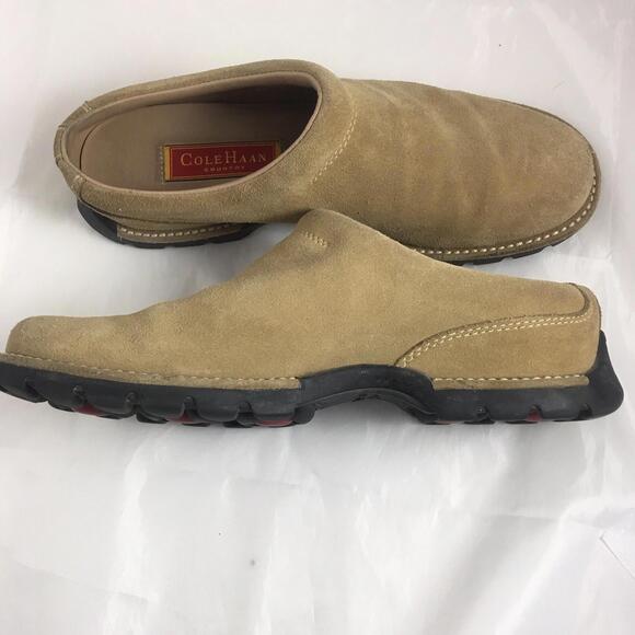 Cole Haan Country 7B D13394 Water Proof Tan Suede Leather Mules Slides Loafers - Picture 1 of 9